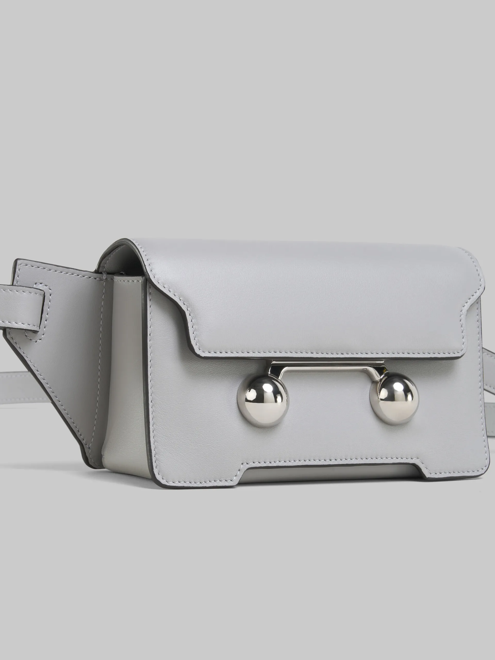 Trunkaroo Bag | Belt Bags>Marni Grey Leather Trunkaroo Crossbody Bag ATMOSPHERE