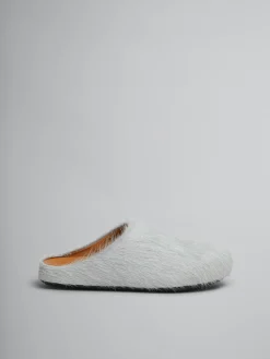 Flats | Fussbett>Marni Grey Long Hair Calfskin Fussbett Sabot SODIUM
