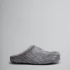 Flats | Fussbett>Marni Grey Long-hair Calfskin Fussbett Sabot MERCURY