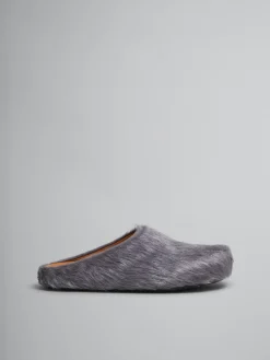 Fussbett Sabot>Marni Grey Long-hair Calfskin Fussbett Sabot MERCURY