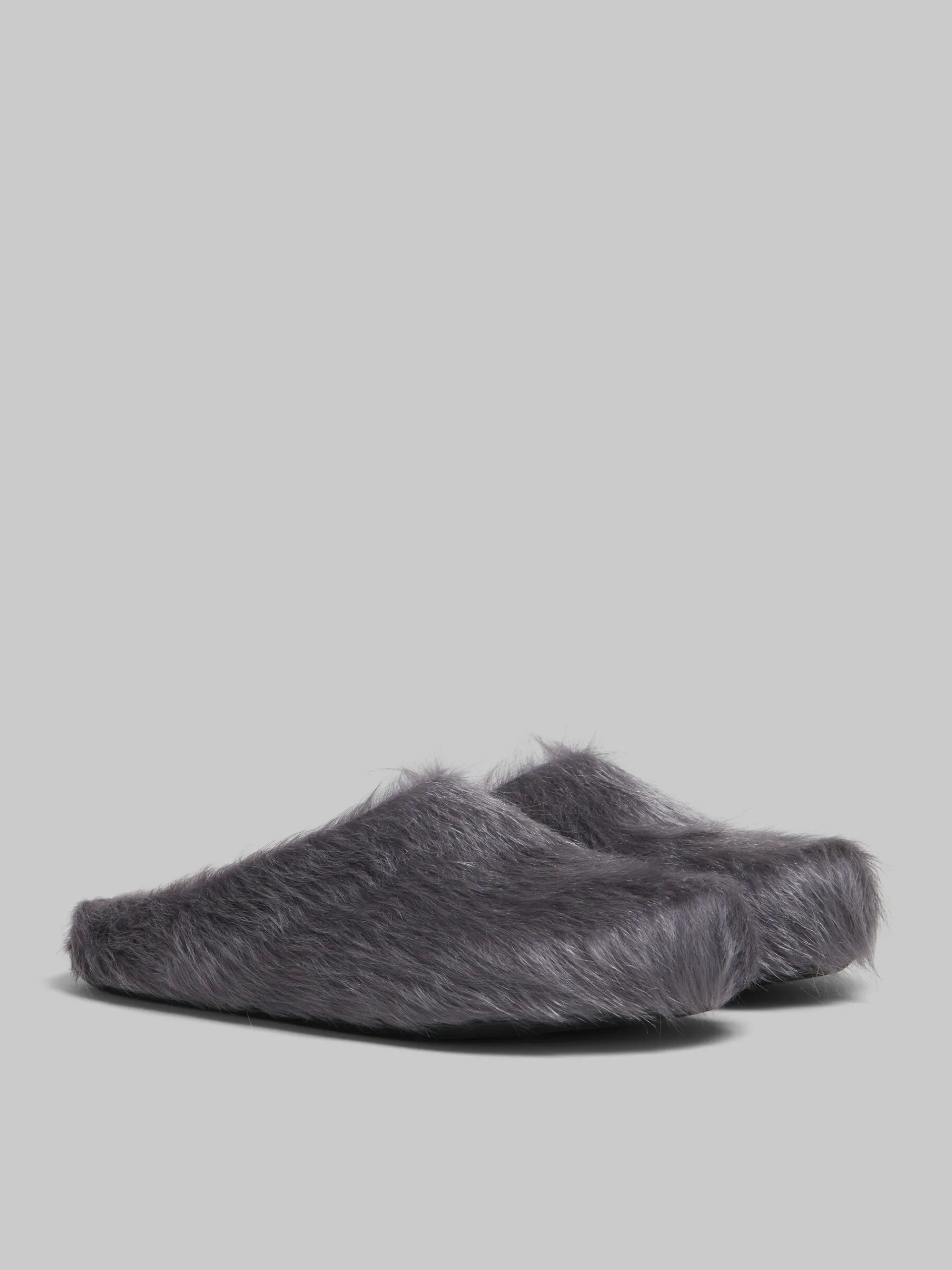 Fussbett Sabot>Marni Grey Long-hair Calfskin Fussbett Sabot MERCURY
