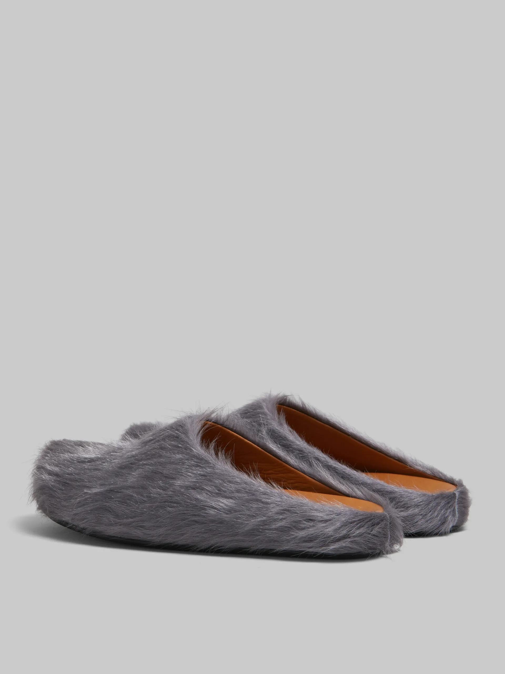 Fussbett Sabot>Marni Grey Long-hair Calfskin Fussbett Sabot MERCURY