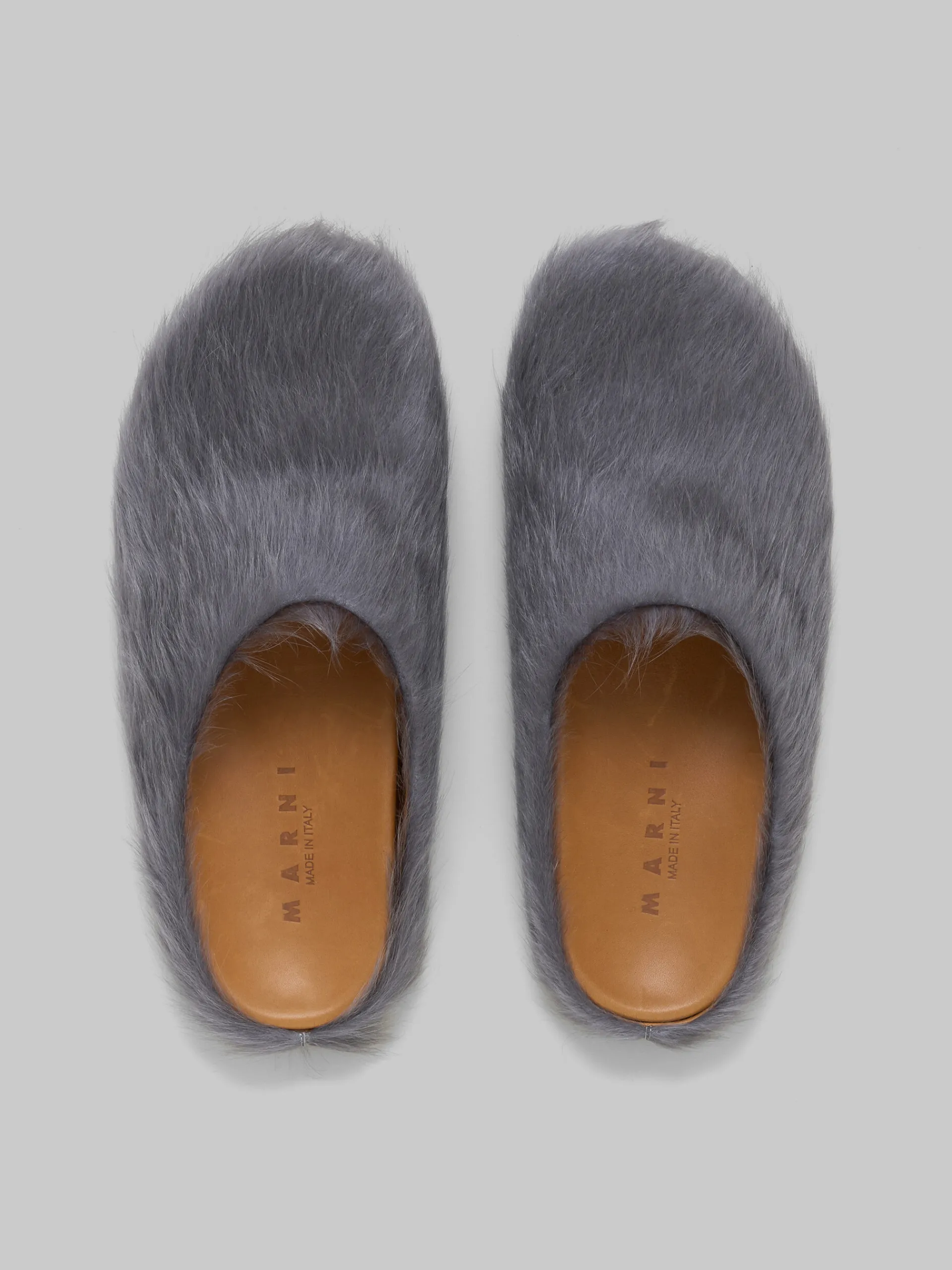 Fussbett Sabot>Marni Grey Long-hair Calfskin Fussbett Sabot MERCURY