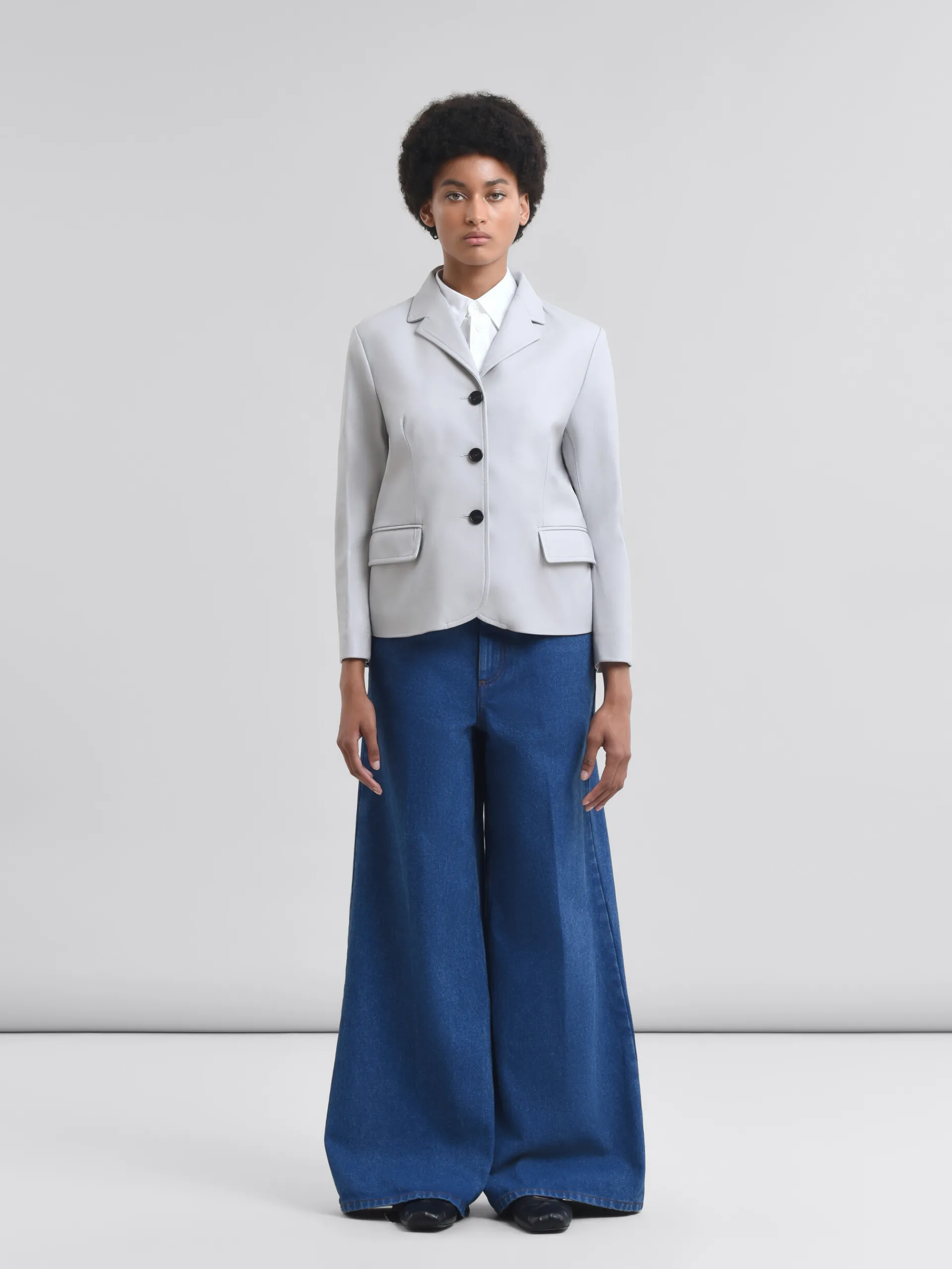 Coats & Jackets>Marni Grey Nappa Baby Jacket With Embossed Patch SODIUM
