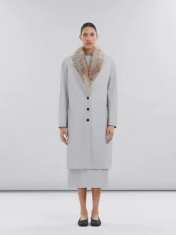 Coats & Jackets>Marni Grey Nappa Coat With Shearling Collar SODIUM