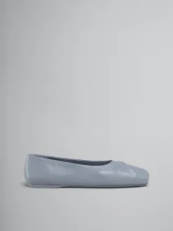 Flats>Marni Grey Nappa Leather Seamless Little Bow Ballet Flat MERCURY