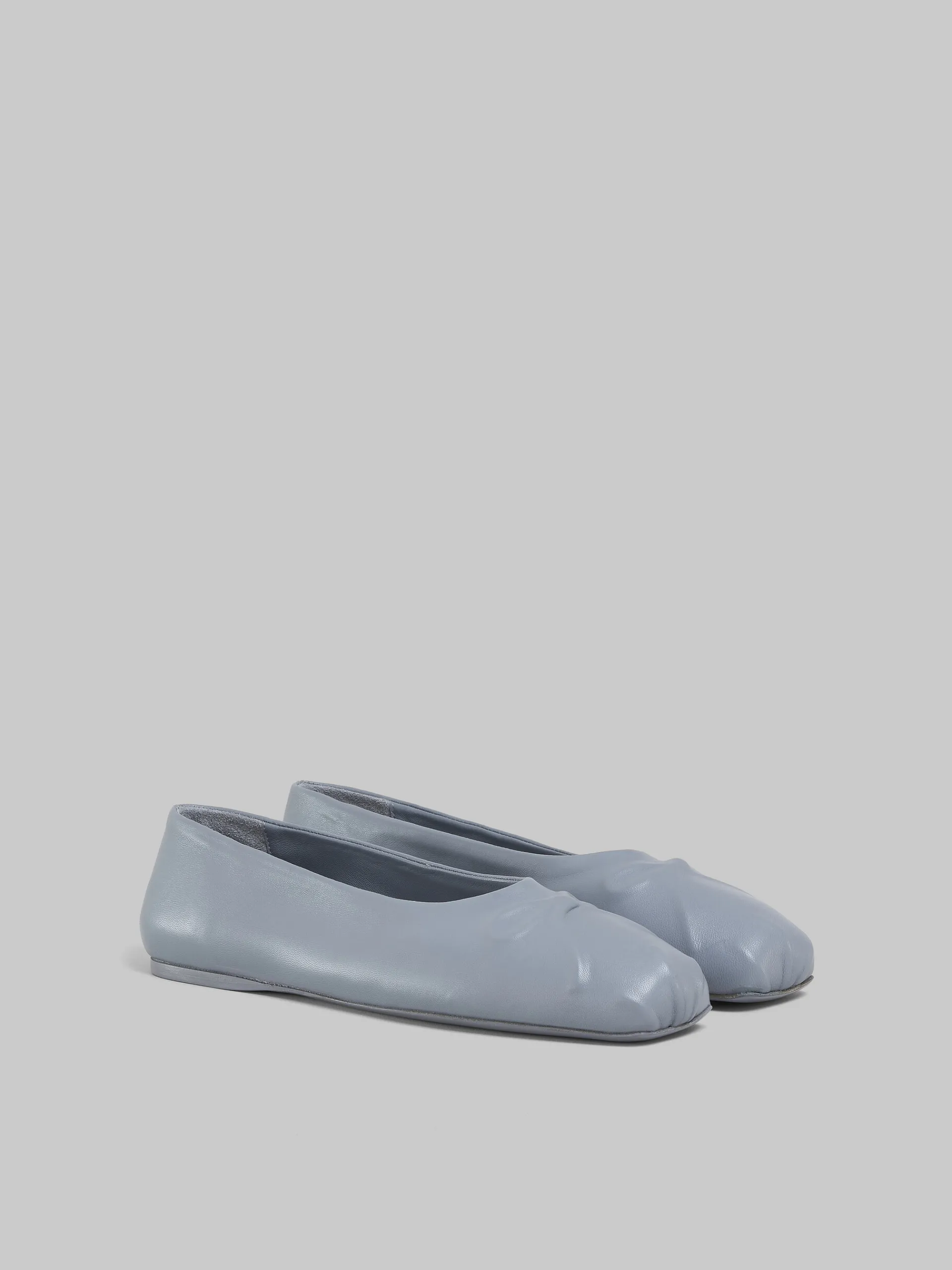 Flats>Marni Grey Nappa Leather Seamless Little Bow Ballet Flat MERCURY