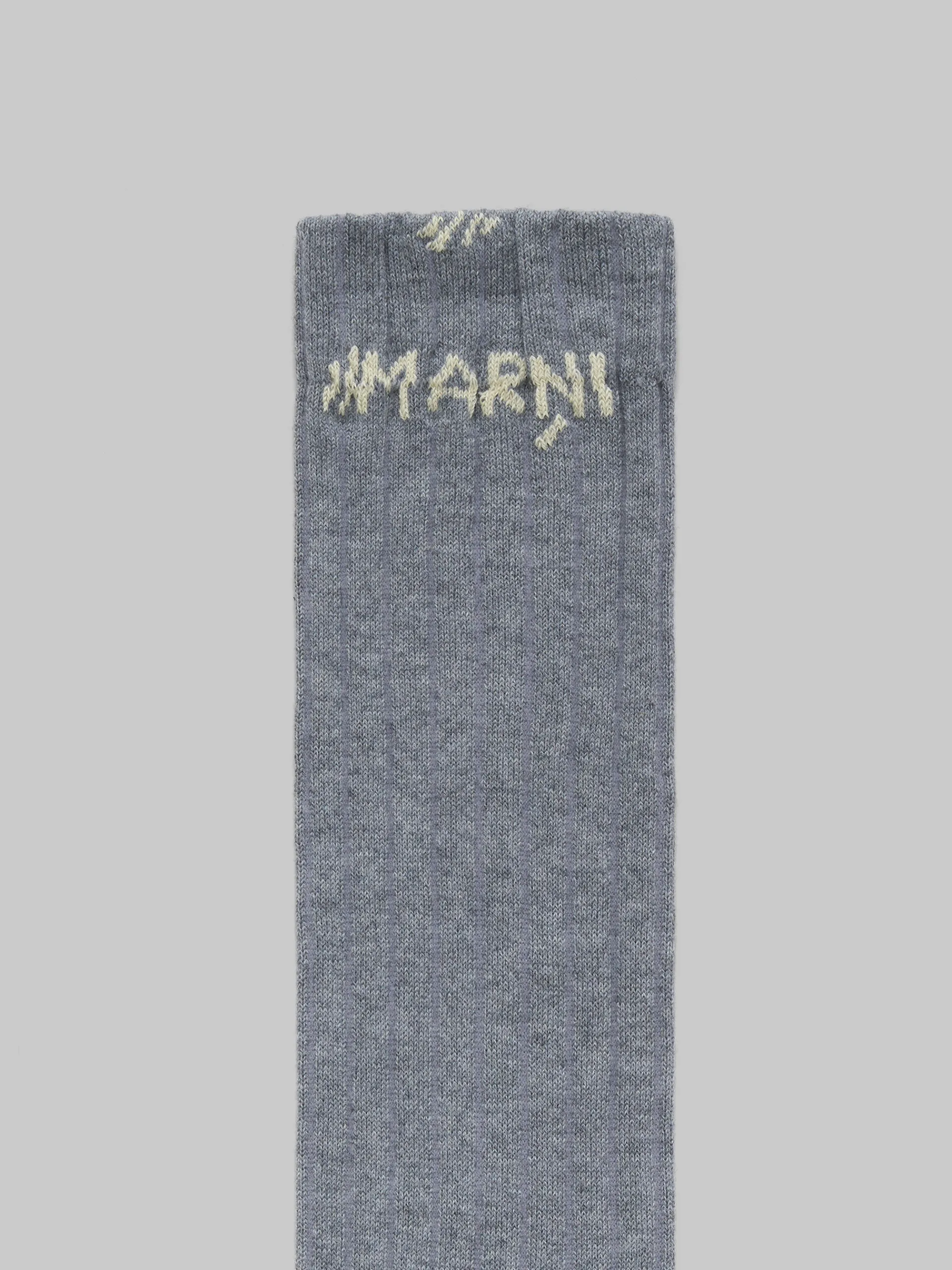 Socks>Marni Grey Ribbed Cotton Socks With Mending INOX