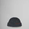 Hats>Marni Grey Shetland Wool Beanie With Mending GRANITE