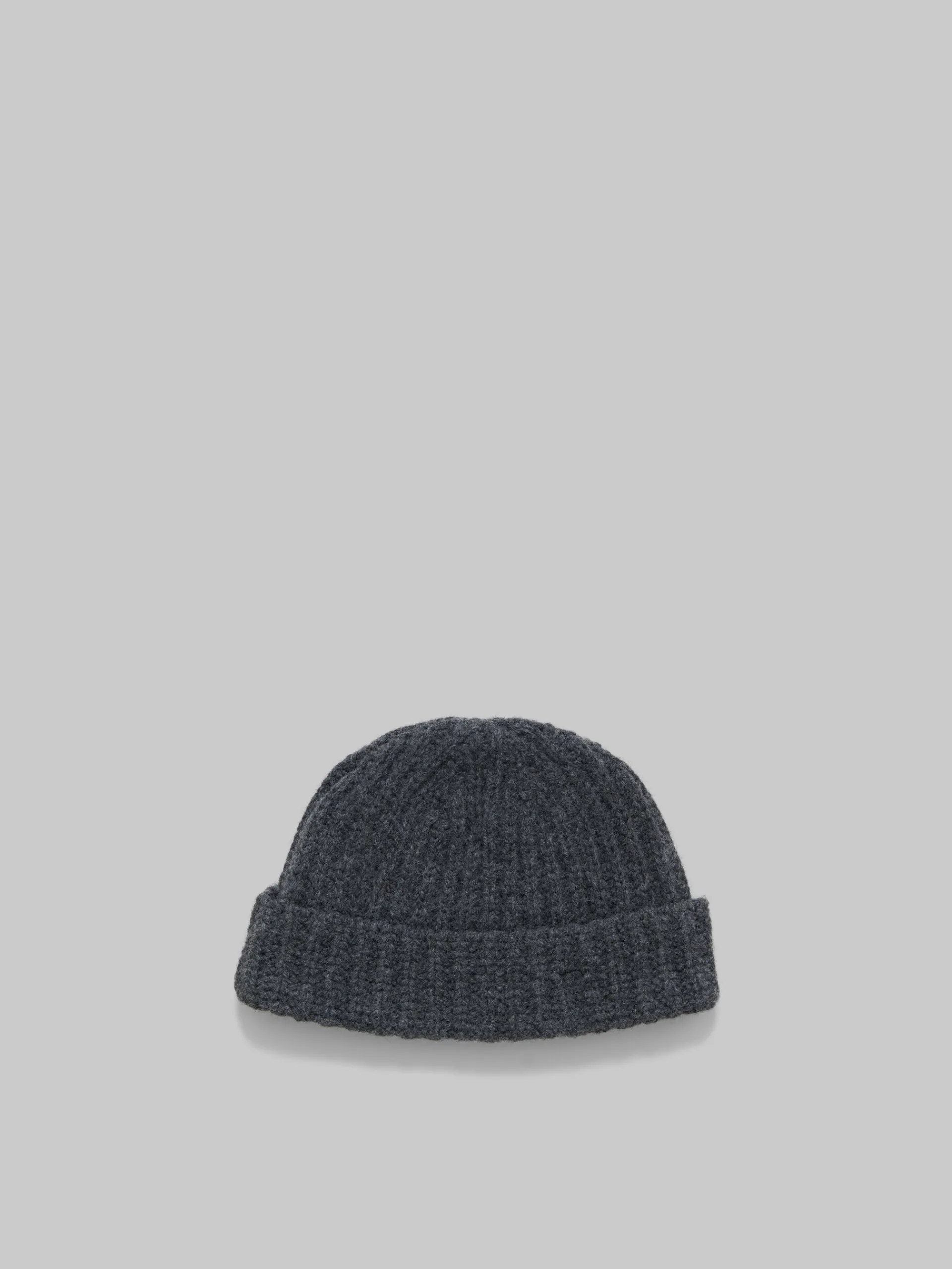 Hats>Marni Grey Shetland Wool Beanie With Mending GRANITE