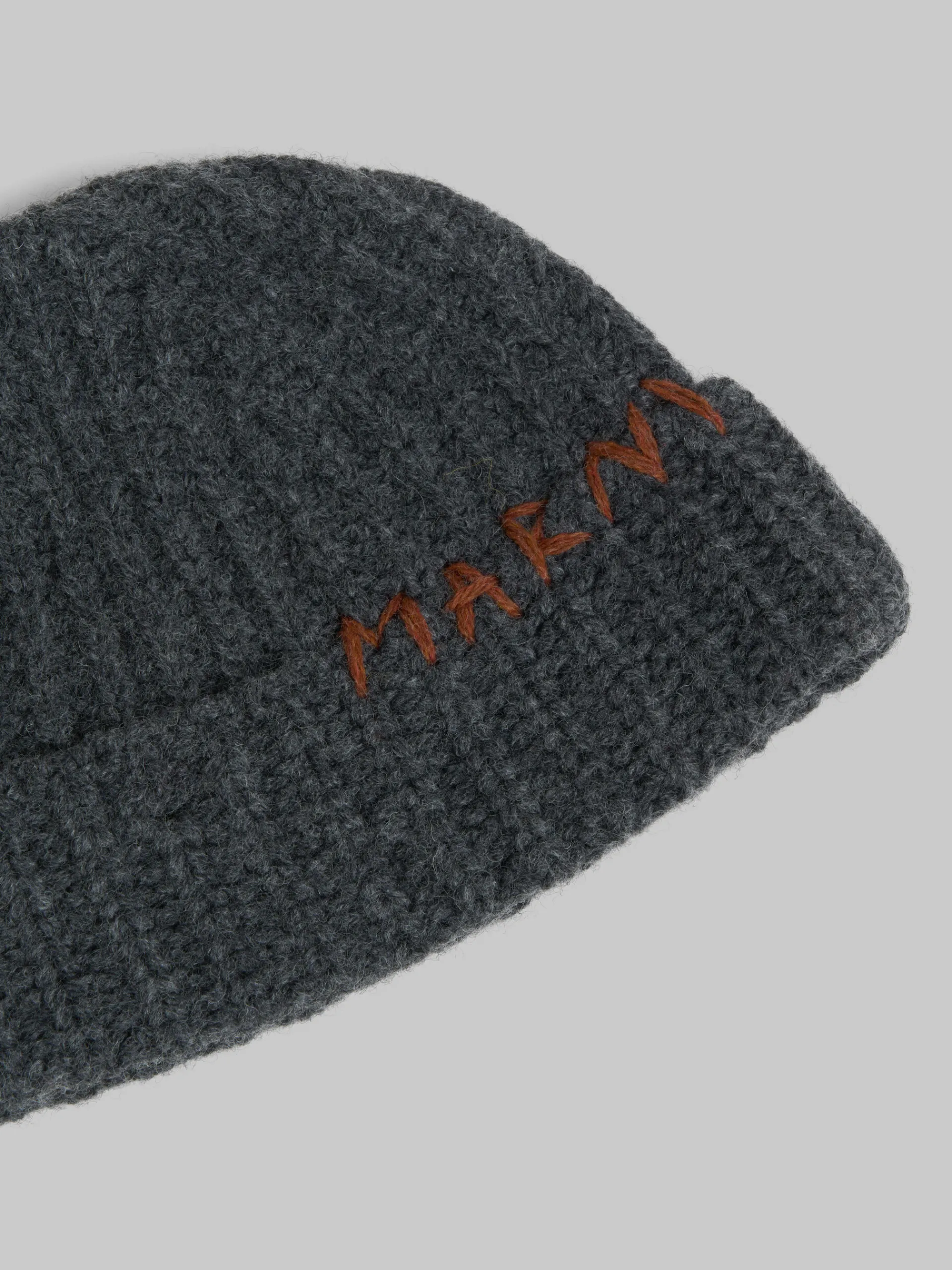 Hats>Marni Grey Shetland Wool Beanie With Mending GRANITE
