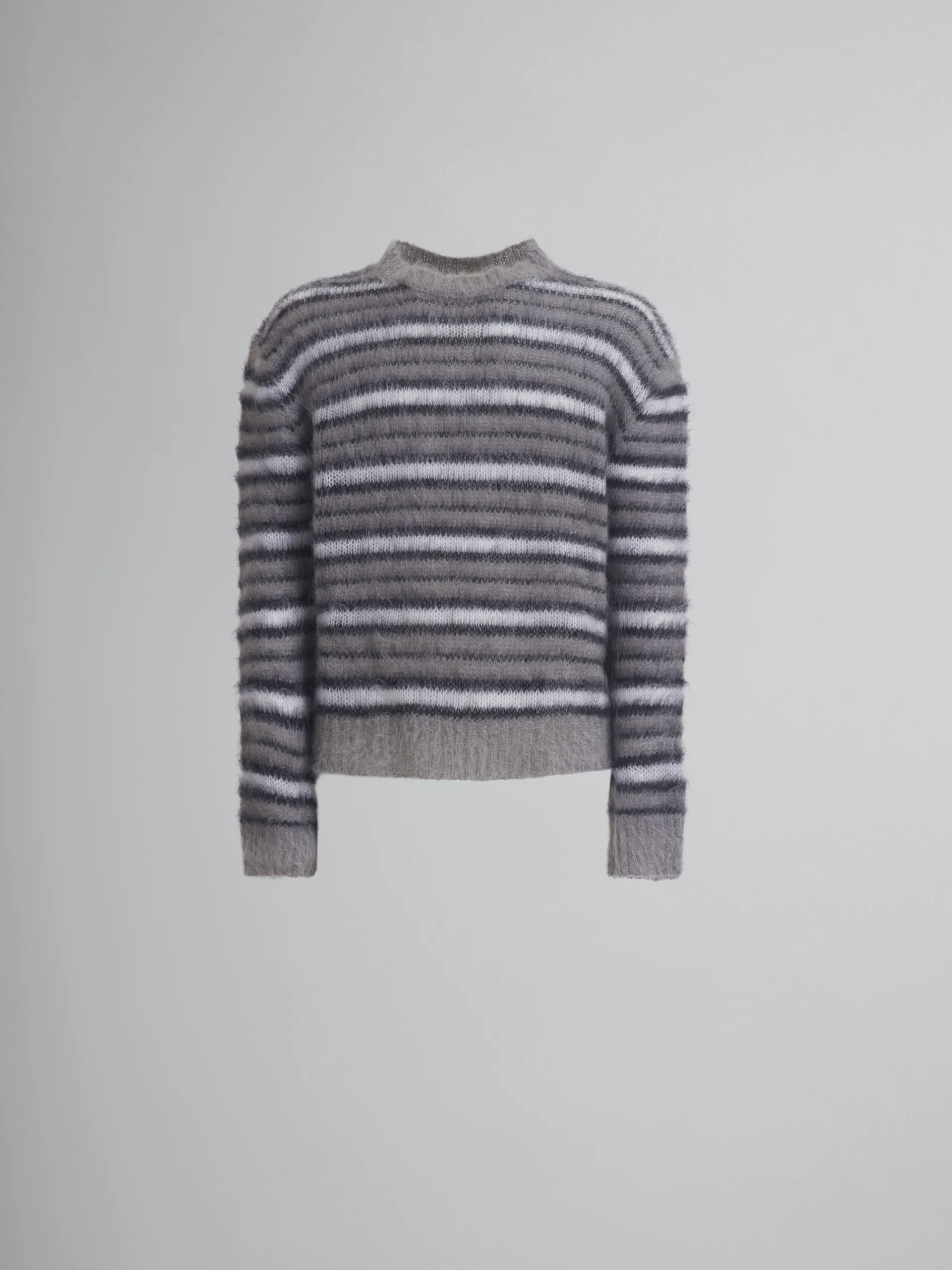 Knitwear>Marni Grey Striped Mohair Jumper ANTIQUE SILVER