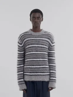 Knitwear>Marni Grey Striped Mohair Jumper ANTIQUE SILVER