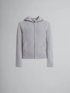 Knitwear>Marni Grey Wool-cashmere Cardigan With Mending INOX