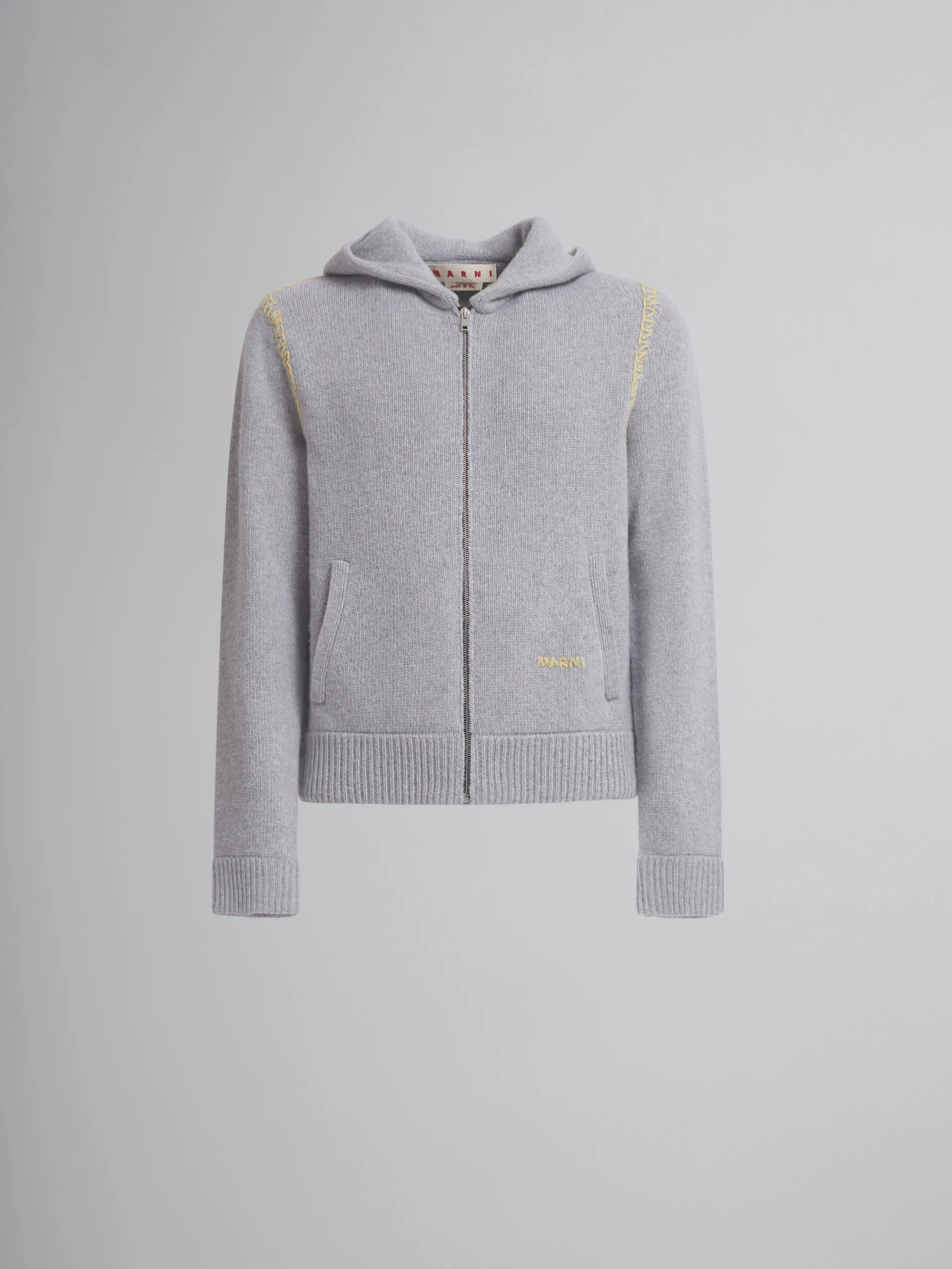 Knitwear>Marni Grey Wool-cashmere Cardigan With Mending INOX