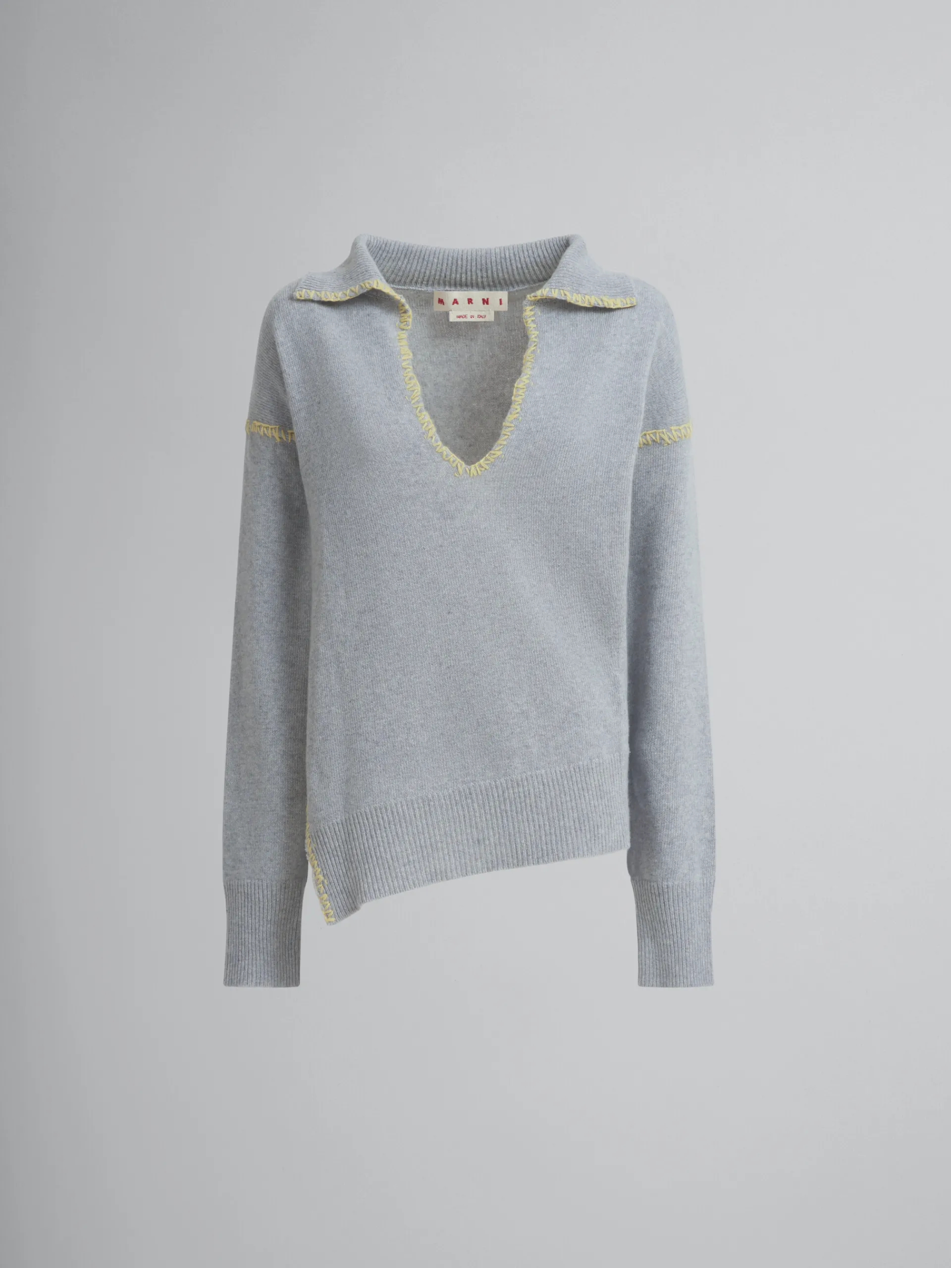Knitwear>Marni Grey Wool-cashmere Jumper With Oversized Collar INOX