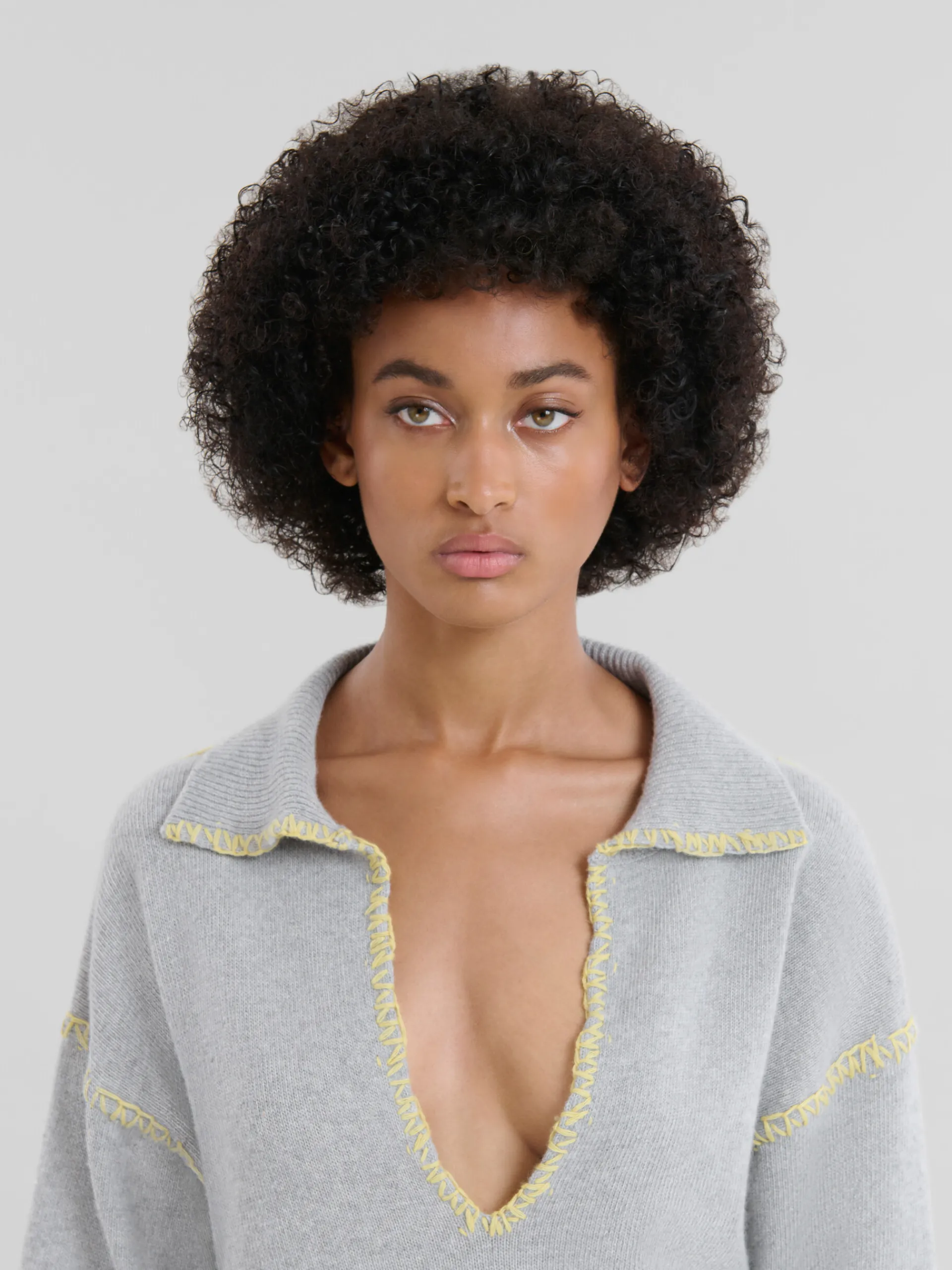 Knitwear>Marni Grey Wool-cashmere Jumper With Oversized Collar INOX