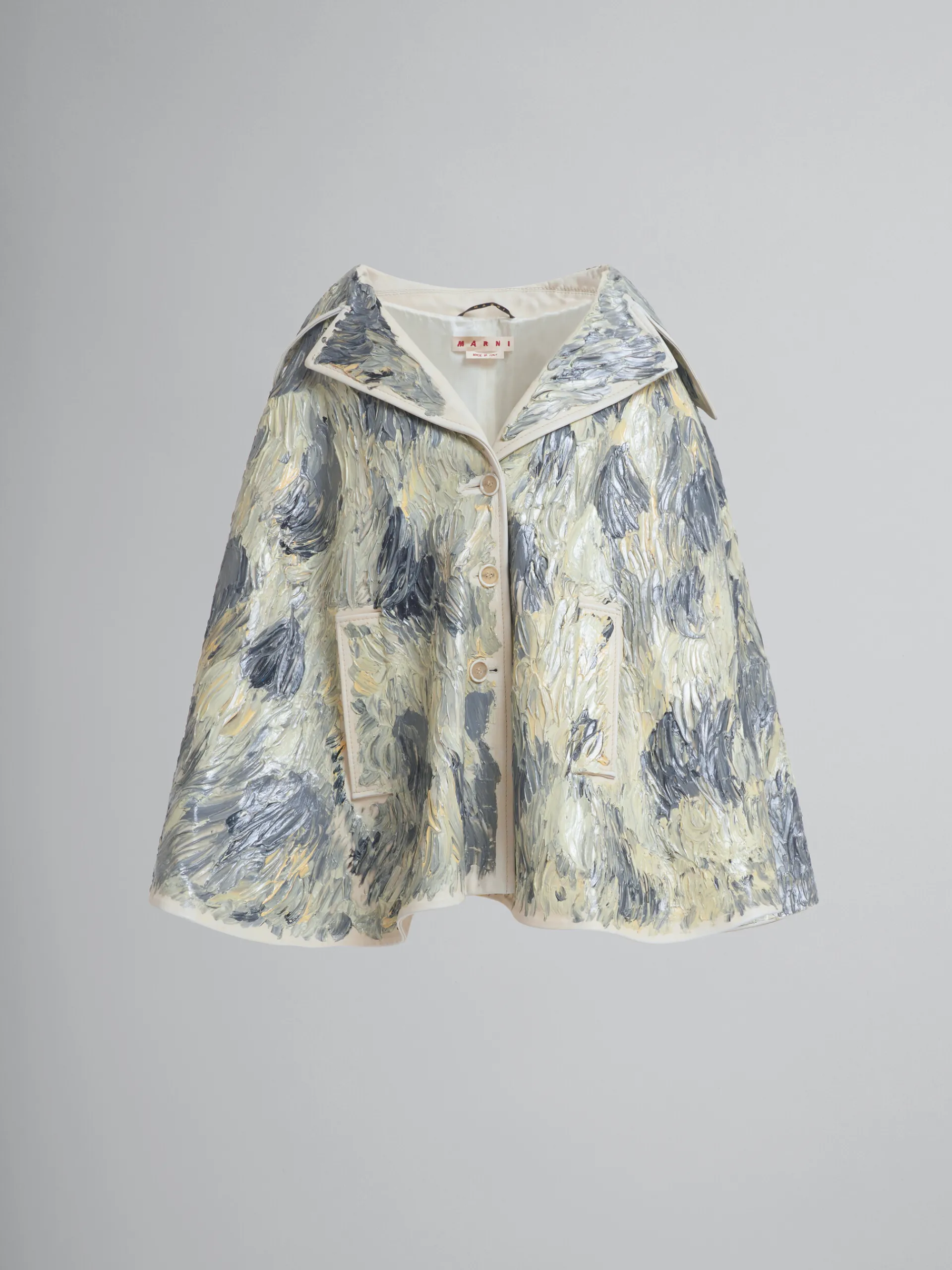 Coats & Jackets>Marni Hand-painted Light Yellow Leather Cape LIGHTTOPAZ