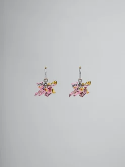 Earrings>Marni Hook Earrings With Tiger Pendants PALLADIUM/FLAMINGO