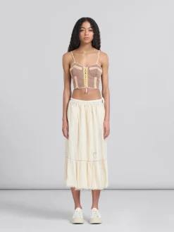 Skirts>Marni Light Beige Organic Cheesecloth Skirt With Flounce SILKWHITE