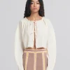 Tops & T-Shirts>Marni Light Beige Organic Cheesecloth Blouse With Ties SILKWHITE