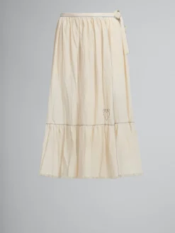 Skirts>Marni Light Beige Organic Cheesecloth Skirt With Flounce SILKWHITE