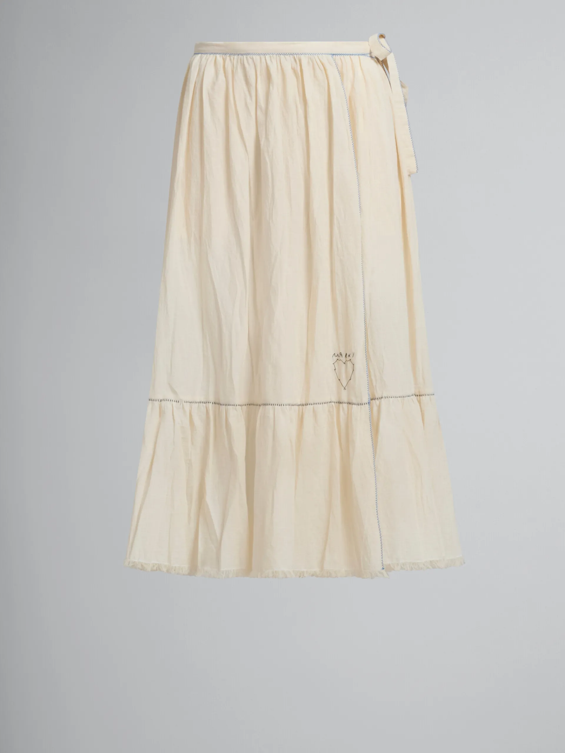 Skirts>Marni Light Beige Organic Cheesecloth Skirt With Flounce SILKWHITE