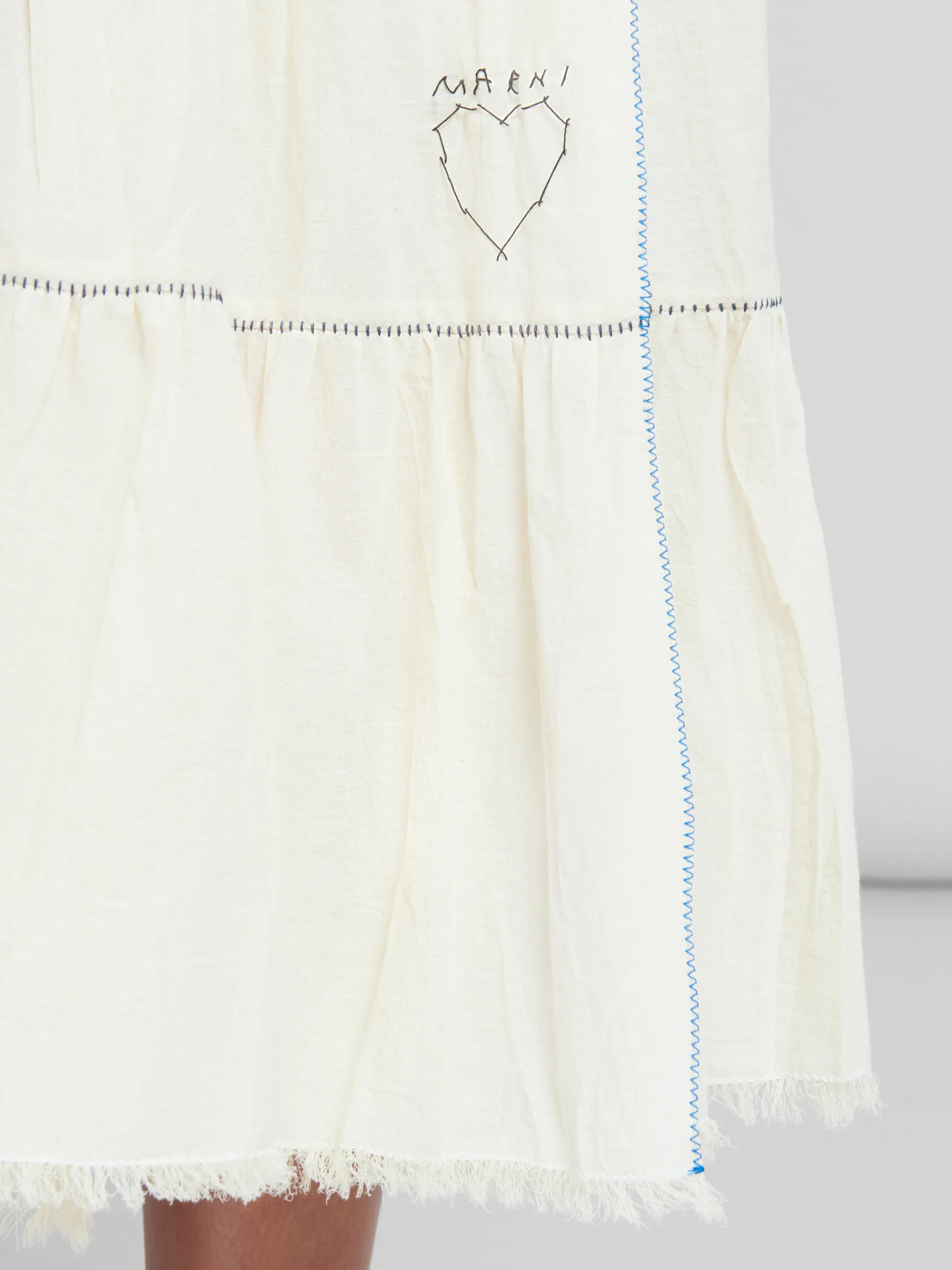 Skirts>Marni Light Beige Organic Cheesecloth Skirt With Flounce SILKWHITE