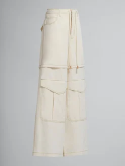 Pants>Marni Light Beige Organic Toile Hybrid Cargo Pants With Mending STONEWHITE