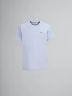 Tops & T-Shirts>Marni Light Blue Organic Cotton T-shirt With Mini Logo ILLUSIONBLUE