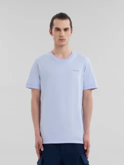 Tops & T-Shirts>Marni Light Blue Organic Cotton T-shirt With Mini Logo ILLUSIONBLUE