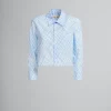 Tops & T-Shirts>Marni Light Blue Organic Poplin Cropped Shirt With Landscapes Print LIGHTBLUE