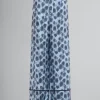 Matching Sets | Pants>Marni Light Blue Silk Palazzo Trousers With Crayon Leopard Print ANTIQUE SILVER