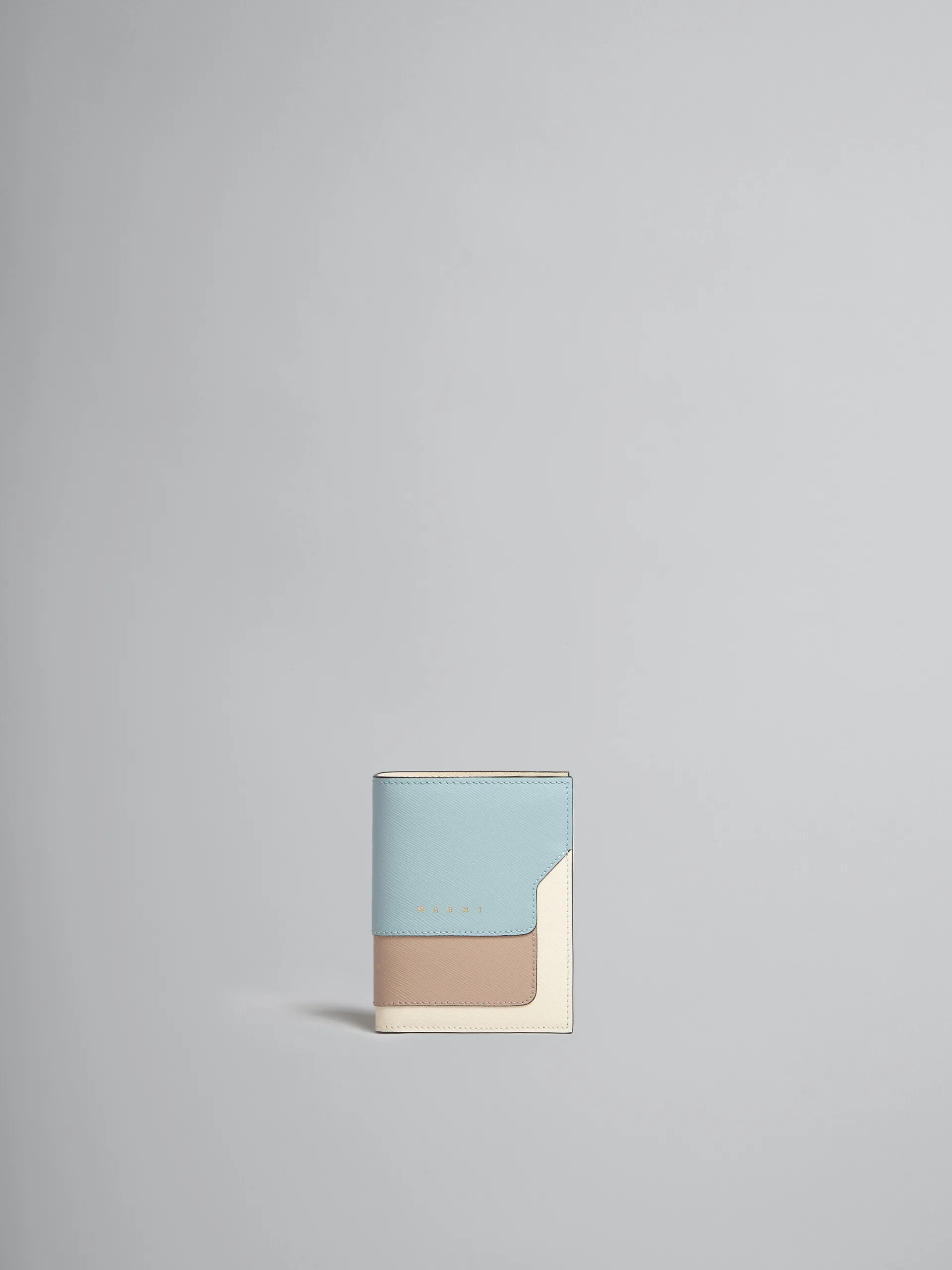 Wallets & Small Leather Goods>Marni Light Green, Beige And White Saffiano Leather Bi-fold Wallet AQUAMARINE/NATURAL