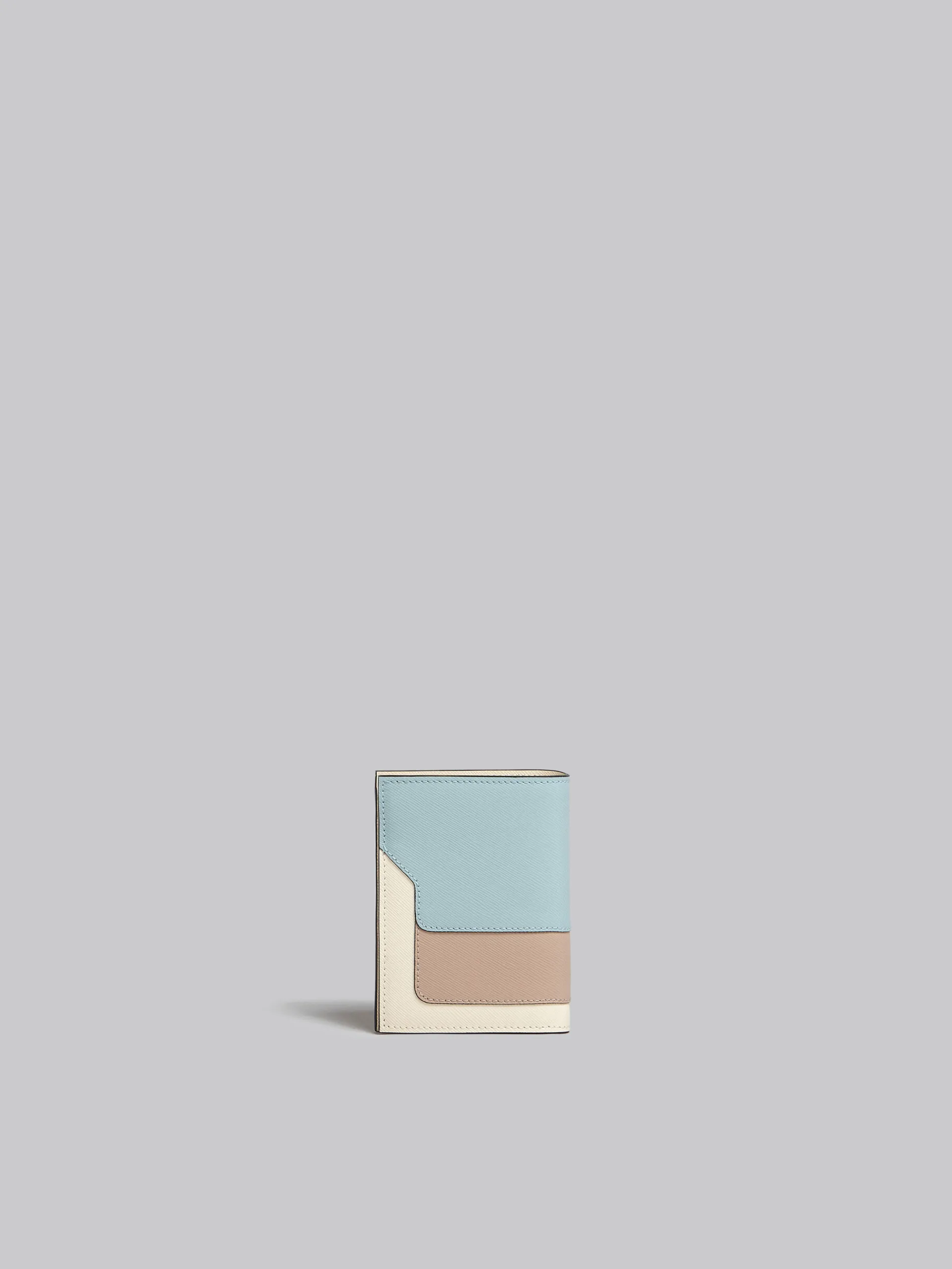 Wallets & Small Leather Goods>Marni Light Green, Beige And White Saffiano Leather Bi-fold Wallet AQUAMARINE/NATURAL