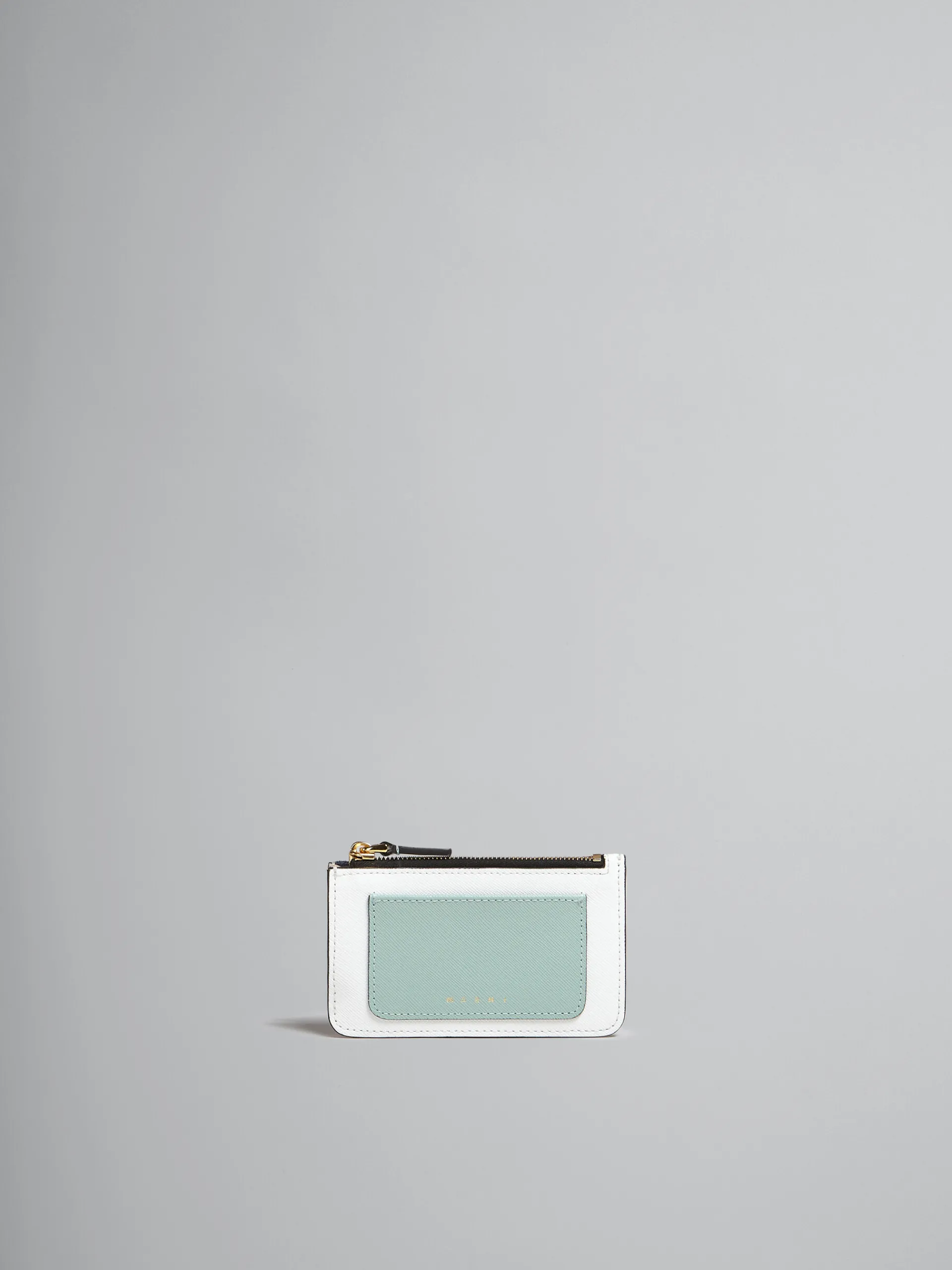 Wallets & Small Leather Goods>Marni Light Green White And Brown Saffiano Leather Card Case TEAGREEN/LIMESTONE/LIGHTCAMEL