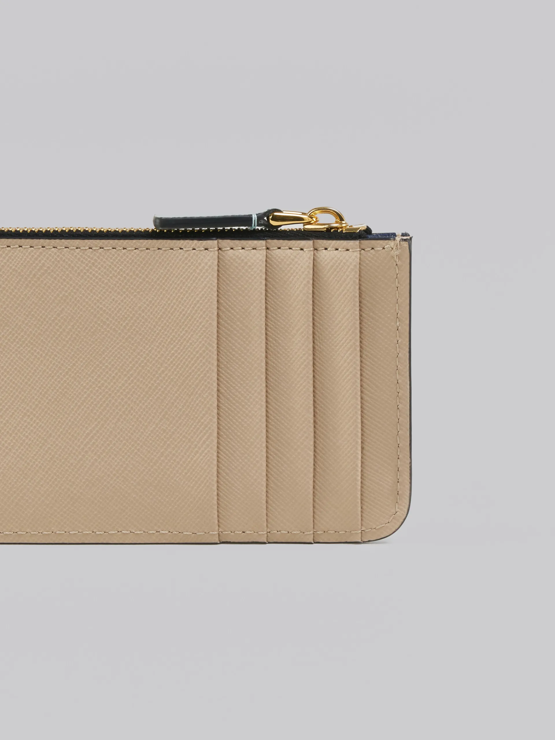 Wallets & Small Leather Goods>Marni Light Green White And Brown Saffiano Leather Card Case TEAGREEN/LIMESTONE/LIGHTCAMEL