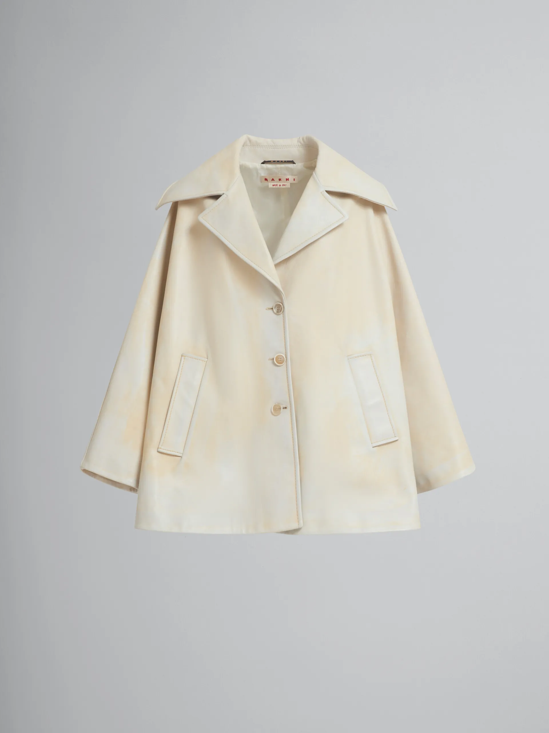 Coats & Jackets>Marni Light Yellow Leather Cape LIGHTTOPAZ