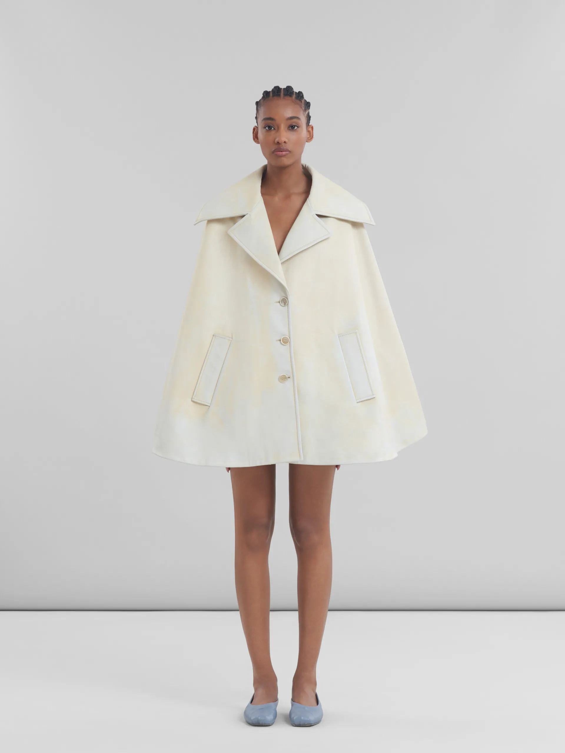 Coats & Jackets>Marni Light Yellow Leather Cape LIGHTTOPAZ