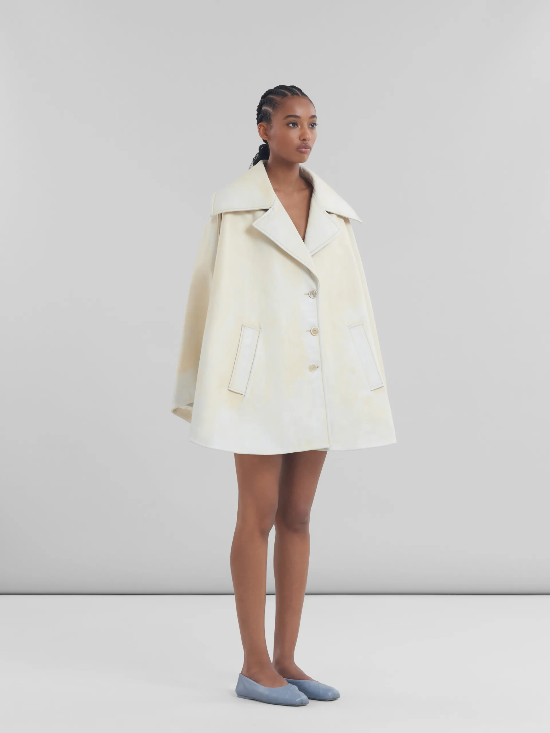 Coats & Jackets>Marni Light Yellow Leather Cape LIGHTTOPAZ