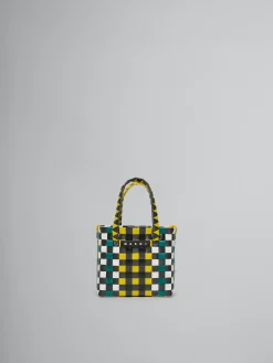 Kids>Marni Multicolor Woven Micro Basket Bag BUTTERCUP/WHITE/PINE GREEN