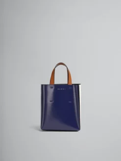 Tote Bags>Marni MUSEO Mini Bag In Blue And White Leather BLUBLACK/SHELL/MOCA