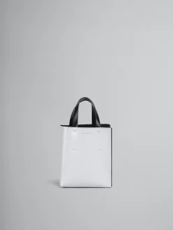 Tote Bags>Marni MUSEO Mini Bag In White And Black Leather STONE/BLACK
