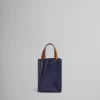 Tote Bags>Marni MUSEO Nano Bag In Blue And White Leather BLUBLACK/SHELL/MOCA