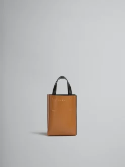 Tote Bags>Marni Museo Nano Bag In Brown And Black Leather POMPEII/BLACK