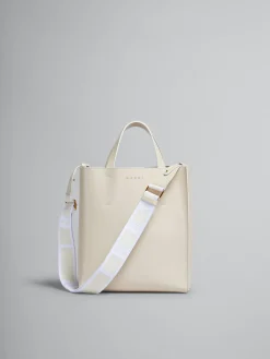 Tote Bags>Marni Museo Small Bag In Cream Leather SEASHELL
