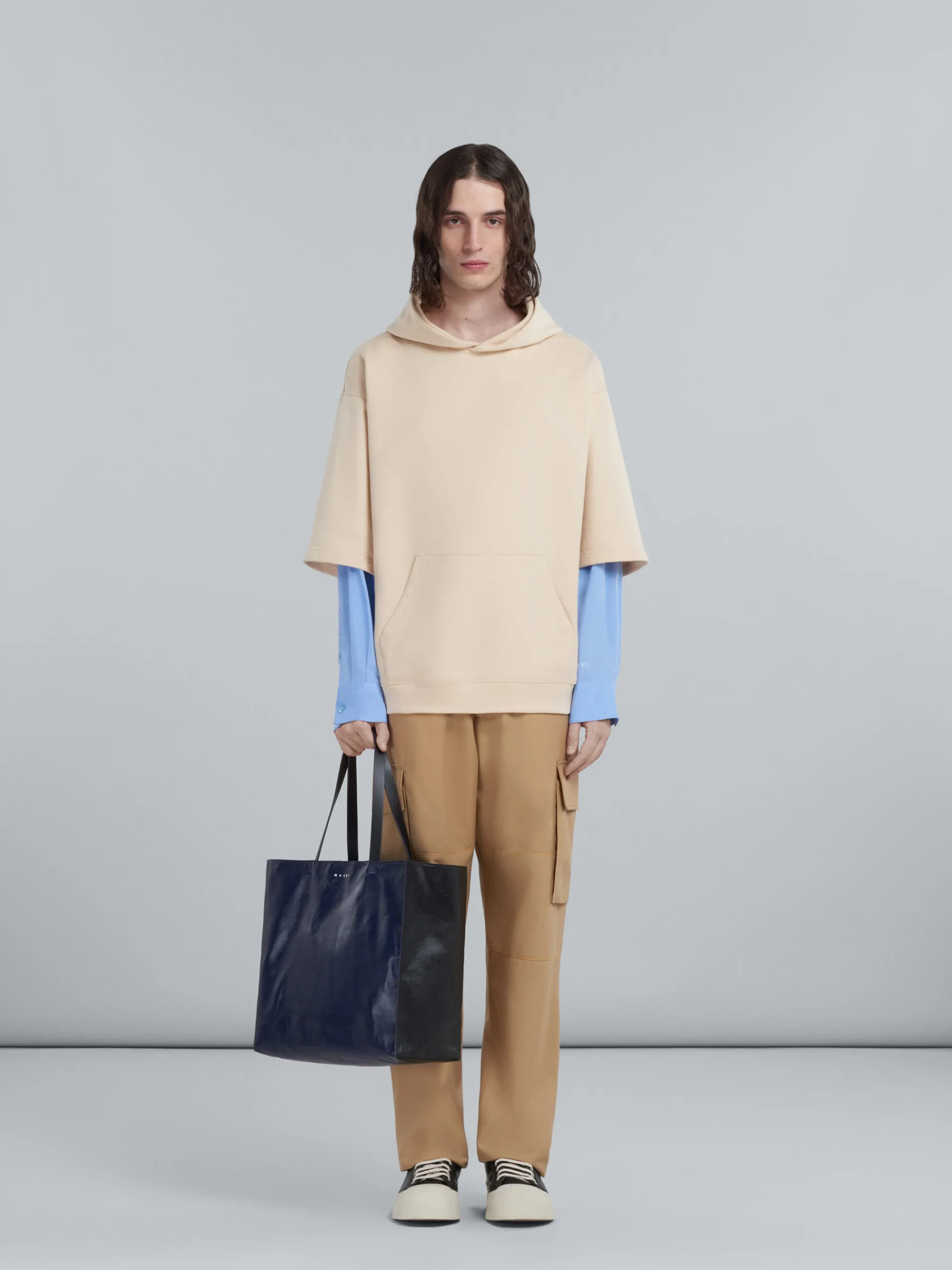 Tote Bags>Marni Museo Soft Bag In Blue And Black Leather NAVYBLUE/BLACK