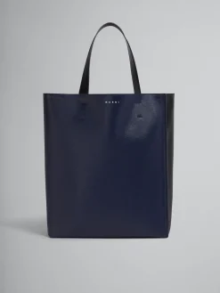 Tote Bags>Marni Museo Soft Large Bag In Black And Blue Leather NAVYBLUE/BLACK