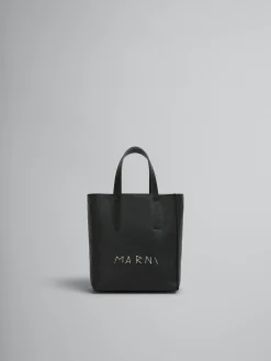 Tote Bags>Marni Museo Soft Mini Bag In Leather With Mending BLACK