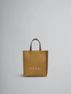 Tote Bags>Marni Museo Soft Mini Bag In Brown Colour-block Leather With Mending ANTIQUE ROSE/PALE PEACH